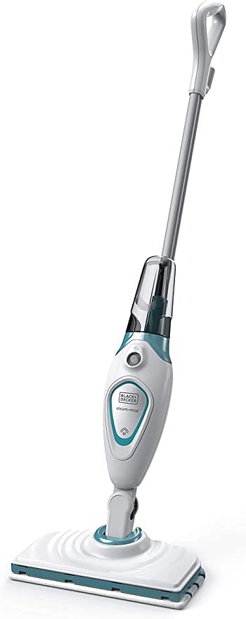 Black+Decker 1300W Steam Mop with Superheated Steam, Swivel Head and Microfibre Pad , White/Blue - FSM1605-B5