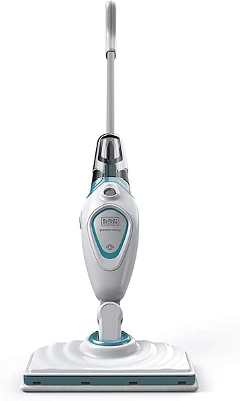 Black+Decker 1300W Steam Mop with Superheated Steam, Swivel Head and Microfibre Pad , White/Blue - FSM1605-B5