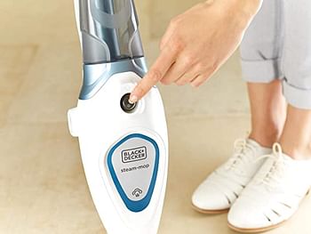 Black+Decker 1300W Steam Mop with Superheated Steam, Swivel Head and Microfibre Pad , White/Blue - FSM1605-B5