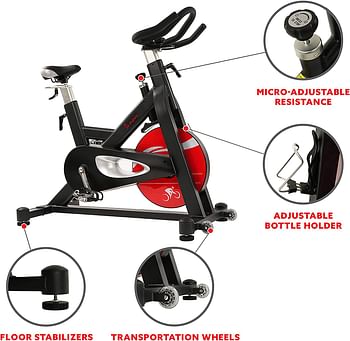 Sunny Health & Fitness Unisex Adult Sf-B1714 Evolution Pro Magnetic Belt Drive Indoor Cycling Bike - Black One Size