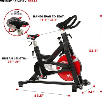 Sunny Health & Fitness Unisex Adult Sf-B1714 Evolution Pro Magnetic Belt Drive Indoor Cycling Bike - Black One Size