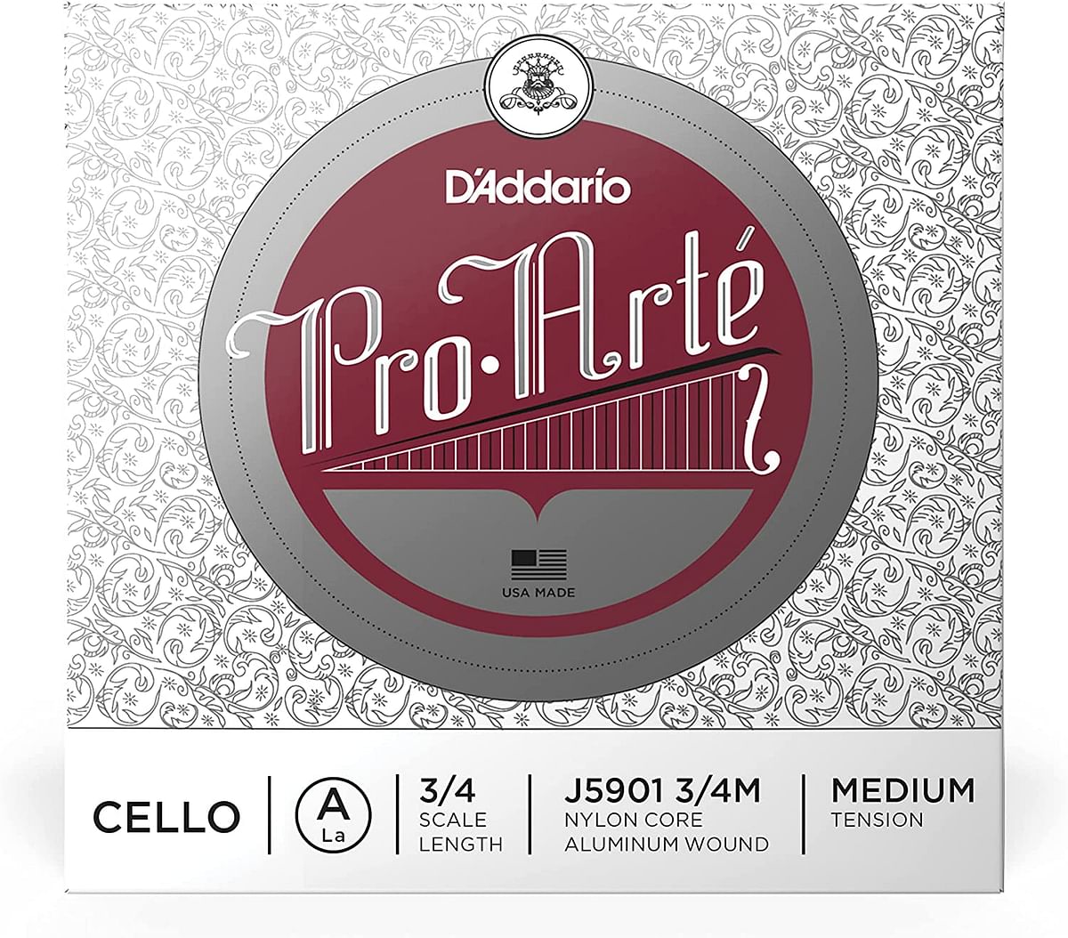 D'Addario Pro-Arte Cello Single A String, 3/4 Scale, Medium Tension