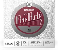 D'Addario Pro-Arte Cello Single A String, 3/4 Scale, Medium Tension