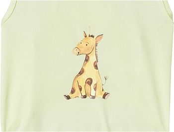 Ohana Spring Wear Collection - Solid Colour Animal Fashion Prints Vest Clothes With Round Neck For Cats And Dogs - Green/Giraffe Print Small Size
