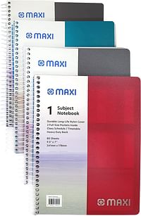 Maxi spiral polypropylene 3 subject notebook 9.5 inch x 7 120 sheets 9-ppsub 1 - assorted colors