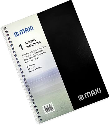 Maxi spiral polypropylene 3 subject notebook 9.5 inch x 7 120 sheets 9-ppsub 1 - assorted colors