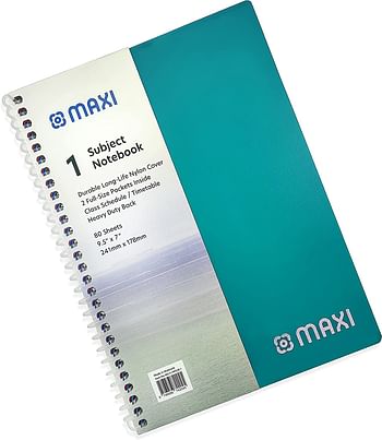 Maxi spiral polypropylene 3 subject notebook 9.5 inch x 7 120 sheets 9-ppsub 1 - assorted colors