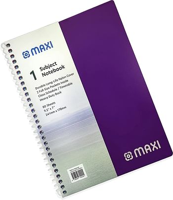 Maxi spiral polypropylene 3 subject notebook 9.5 inch x 7 120 sheets 9-ppsub 1 - assorted colors