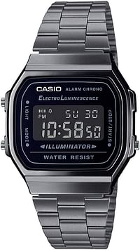 Casio Unisex-Adult Quartz Watch, Digital Display and Stainless Steel Strap A168WGG-1BDF