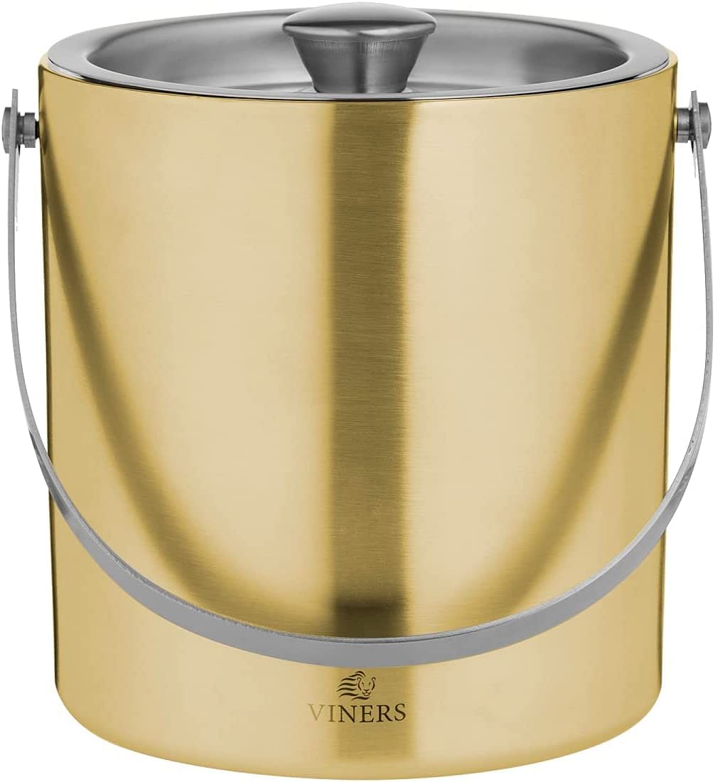 Viners Barware Double Wall Ice Bucket, 1.5 Litre Capacity - Gold