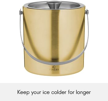 Viners Barware Double Wall Ice Bucket, 1.5 Litre Capacity - Gold