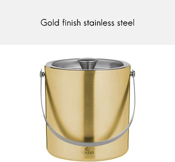 Viners Barware Double Wall Ice Bucket, 1.5 Litre Capacity - Gold