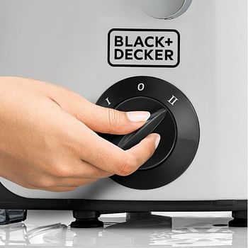 BLACK+DECKER |800W, 1.5L XL Family Size Juicer | Stainless Steel | Ideal for tough fruits and vegetables and comes with pulp & juice collector Dishwasher Safe| White JE780-B5