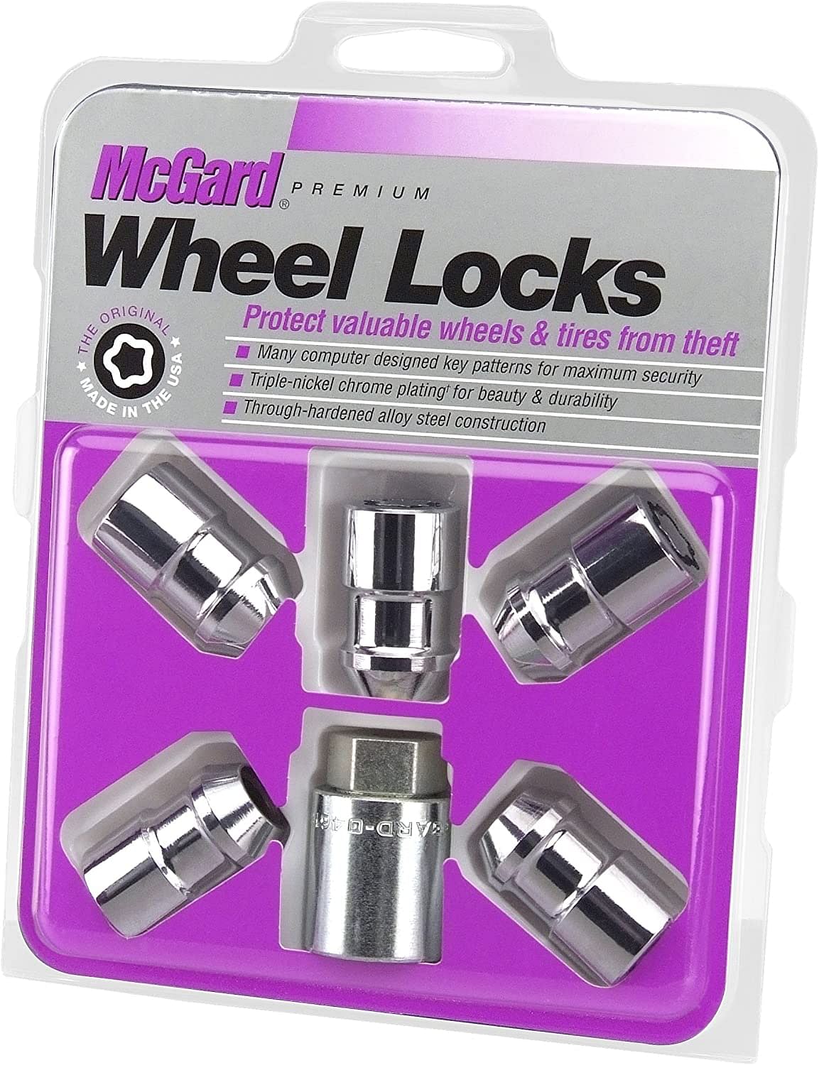 McGard 24538 Chrome Cone Seat Wheel Lock (1/2"-20 Thread Size) - Set of 5