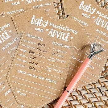 Kate Aspen Baby Prediction/Advice Card, Shower Game (Set of 50) Mug, kraft, white