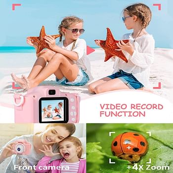 SEMANO Upgrade Kids Selfie Camera, Christmas Birthday Gifts for Girls Age 3-9, 20MP 1080P HD Digital Video Cameras for Toddler, Portable Toy for 3 4 5 6 7 8 9Year Old Girl with 32GB SD Card-Pink