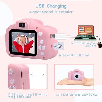 SEMANO Upgrade Kids Selfie Camera, Christmas Birthday Gifts for Girls Age 3-9, 20MP 1080P HD Digital Video Cameras for Toddler, Portable Toy for 3 4 5 6 7 8 9Year Old Girl with 32GB SD Card-Pink