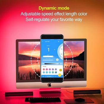 Sulfar Smart Flow Light Bar, RGB Ambient Backlight, Music-Synced Tiktok Auxiliary Light, App-Controllable 12-Mode LED Flowing Bar for Indoor Computer, TV, Bedroom Decor