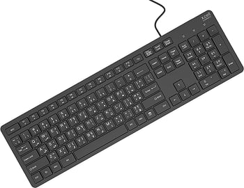 Xcell Wired Precision Keyboard KB-101W, Dual Arabic-English Full Keyboard with Numeric Keypad, USB-A Connectivity, Silicon Membrane Spill Proof, Black