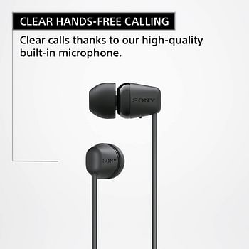 Sony WI C100 Wireless in Ear Bluetooth Headphones with Built in Microphone WIC100/B, WI-C100- Small - Black