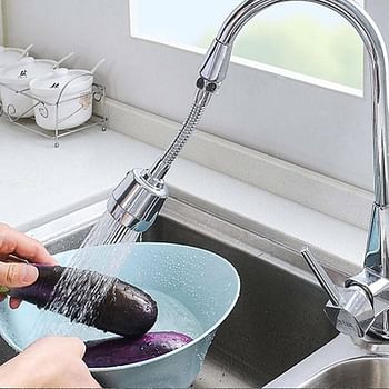 Daily Store SHOWAY 360 Degree Rotating Faucet Sprayer, Double Mode Water Saving Aerator Kitchen Faucet Extender Kitchen Sink Aerators,Anti Splash Water Saving Tap, silver, FASPRA01-S, 22mm/24mm