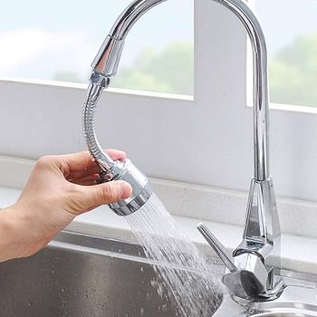 Daily Store SHOWAY 360 Degree Rotating Faucet Sprayer, Double Mode Water Saving Aerator Kitchen Faucet Extender Kitchen Sink Aerators,Anti Splash Water Saving Tap, silver, FASPRA01-S, 22mm/24mm