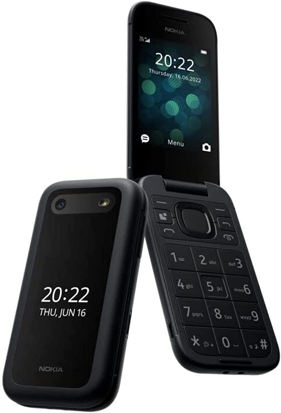 Nokia 2660 Flip 4G, 2.8 inch screen, Dual SIM Feature Phone with a Big display, Emergency button, preloaded Gameloft Games and Origin Data games - Black