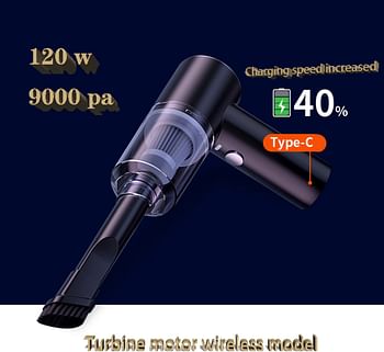 Handheld Cordless Vacuum Cleaner, 120W 9000PA Super Cuction Handheld Vacuum Cleaner, Rechargeable Vehicle-Mounted Cordless Vacuum, Lightweight Dry and Wet Household/Pet/for Cars