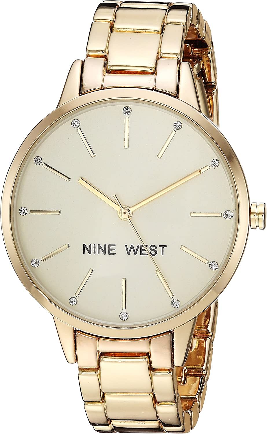 Nine West Women's Crystal Accented Bracelet Watch - Gold