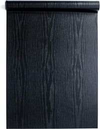 ورق حائط من الفينيل بلون اسود بنمط الخشب الحبيبي ذاتي اللصق وقابل للتقشير واللصق لمنضدة المطبخ مقاس 45 سم × 300 سم