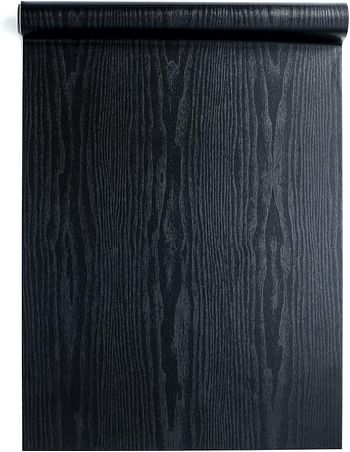 Vinyl Black Wood Grain Wallpaper Self Adhesive Peel and Stick Wallpaper for Kitchen Countertop 45cm x 300cm