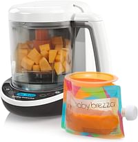Baby Brezza One Step Homemade Food Maker Deluxe | Automatic/Instant Cooker And Blender | Steam And Puree Baby Food For Pouches-Make Healthy Food For Babies-Includes 3 Pouches And 3 Funnels-White