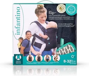 Infantino Flip Advanced 4-IN-1 Convertible Baby Carrier For 0 Months+ Black Grey/1 Count