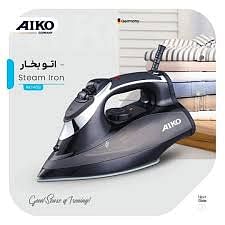 Aiko AK140SI Best Quality Soleplate Steam Iron Water Spray Anti-Drip System Vertical Steaming Micro-Calc Anti-Sediment Filter 3000 Watts Black