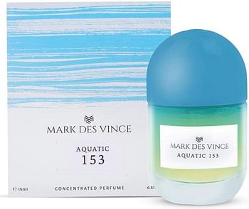 Mark Des Vince Aquatic 153 Concentrated Perfume for Men Women Long Lasting Parfum Fragrance For Unisex, 15ml