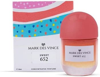 Mark Des Vince Sweet 652 Concentrated Perfume for Men Women Long Lasting Parfum Fragrance For Unisex, 15ml