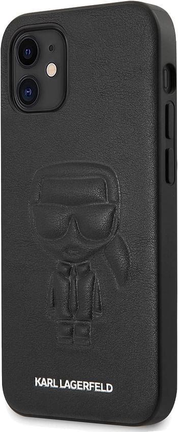 CG Mobile Karl Lagerfeld PU Leather Case Ikonik Outline Embossed and Metal Logo for Apple iPhone 12 Mini (5.4") - Black