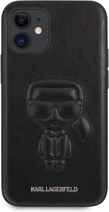 CG Mobile Karl Lagerfeld PU Leather Case Ikonik Outline Embossed and Metal Logo for Apple iPhone 12 Mini (5.4") - Black