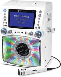 Singing Machine STVG785BTW Bluetooth Karaoke Machine with LCD Lyrics Monitor and Disco Lights - White