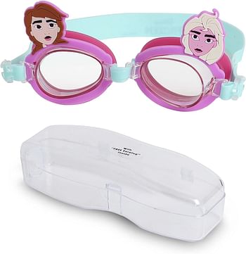 Disney Frozen Swim Goggles With Case, No Leaking Silicone Frame, Uv Protected And Anti Fog, Swimming Glasses Multicolor, Trha19804, Frozen Swimming Goggles, One Size