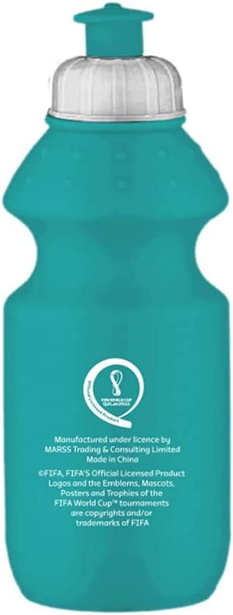فيفا زجاجة مياه رياضية من البولي ايثيلين عالي الكثافة مطبوع عليها رسومات كأس العالم قطر 2022 سعة 350 مل لون ازرق
