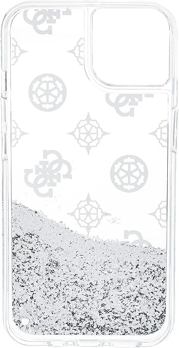 GUESS CG Mobile Liquid Glitter Case Electroplated Peony Logo For iPhone 13 (6.1") - Silver