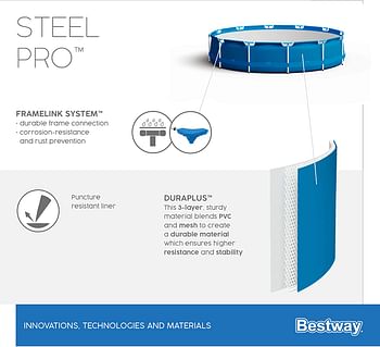 Bestway Pool Set Steel Pro Set, Multi-Colour, 305X76Cm, 56679