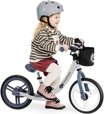 Kinderkraft Space Balance Bike, Learning Bike, Children's Bike with Accessories, Bell, Bag for Small Items, Handbrake, Footrest, Limited Steering Engine
