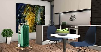 Ariete Vintage Oil Radiator with 7 Heating Elements, Adjustable Temp at 3 Power Levels 600W, 900W, 1500W, Swivel Wheels, Fast Room Heater Ideal for Bedroom, Home and Office ART837/04 - Green