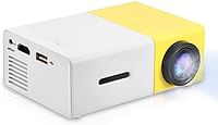 Mini Projector Portable 1080P LED Projector Home Cinema Theater Indoor/Outdoor Movie projectors Support Laptop PC Smartphone HDMI Input/White \ Yellow