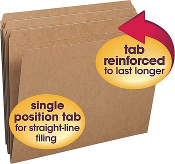 Smead File Folder, Reinforced Straight-Cut Tab, Letter Size, Kraft, 100 Per Box (10710)