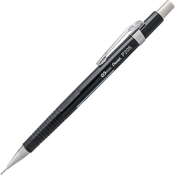 Pentel Sharp Mechanical Pencil, 0.5mm, Black Barrel, 1 Pencil (P205A)