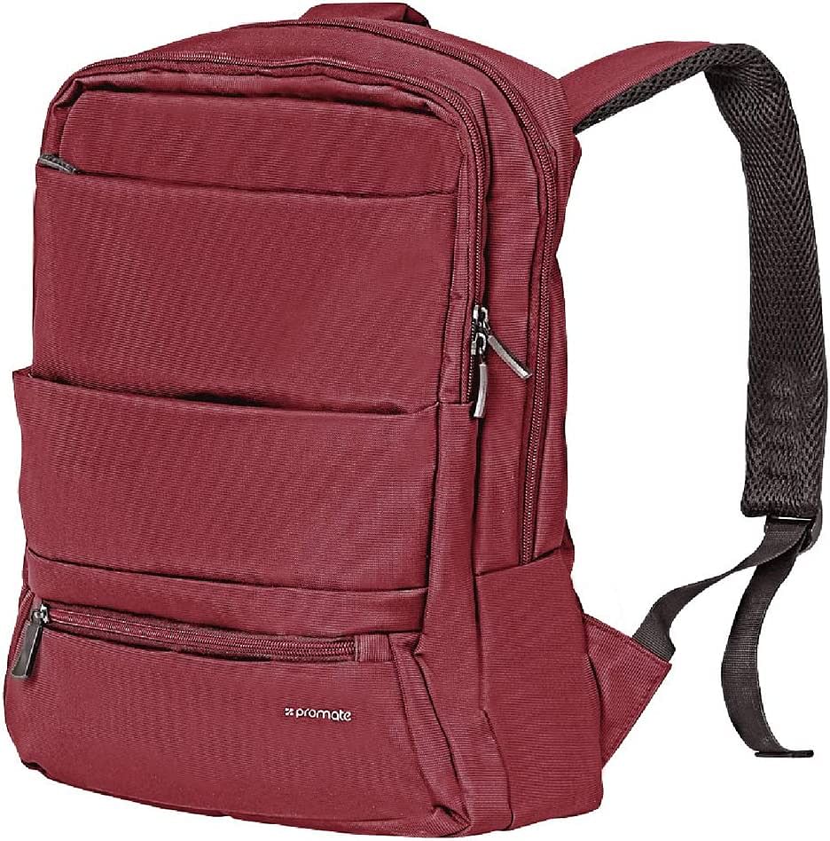 Acer Swift 3 Laptop Backpack, Slim Lightweight Dual Pocket Water Resistance Backpack with Multiple Compartment and Anti-Theft Pocket for 15.6 Inch Laptops, Promate Apollo-BP Red