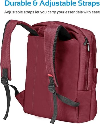 Acer Swift 3 Laptop Backpack, Slim Lightweight Dual Pocket Water Resistance Backpack with Multiple Compartment and Anti-Theft Pocket for 15.6 Inch Laptops, Promate Apollo-BP Red